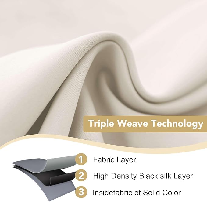 H.VERSAILTEX Room Darkening Curtains for Living Room Light Reducing Thermal Insulated Window Treatment Panels/Drapes Grommet Top 2 Panels (Ivory - 52 x 63 Inches)-HomvellaHome