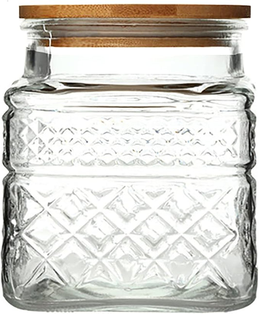 Glass Storage Jar, 38 FL OZ Glass Food Storage Canisters with Bamboo Lid, Kitchen Containers Decorative Jar Airtight Glass Jars For Cereal Nuts Snack Candy Cookies Coffee Tea-HomvellaHome