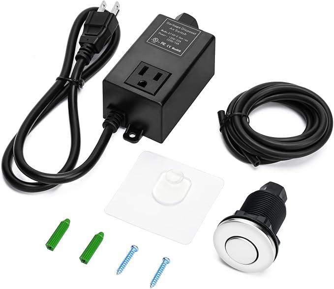 Garbage Disposal Air Switch Kit for SinkTop Waste Disposal with Stainless Steel Polished Short Air Button by briidea-HomvellaHome