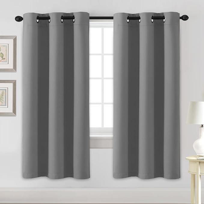 H.VERSAILTEX Blackout Curtains for Bedroom Thermal Insulated Room Darkening Living Room Curtains 72 Inch Long Grommet Privacy Protection Window Curtain Panels/Drapes for Nursery,2 Panels,Grey-HomvellaHome