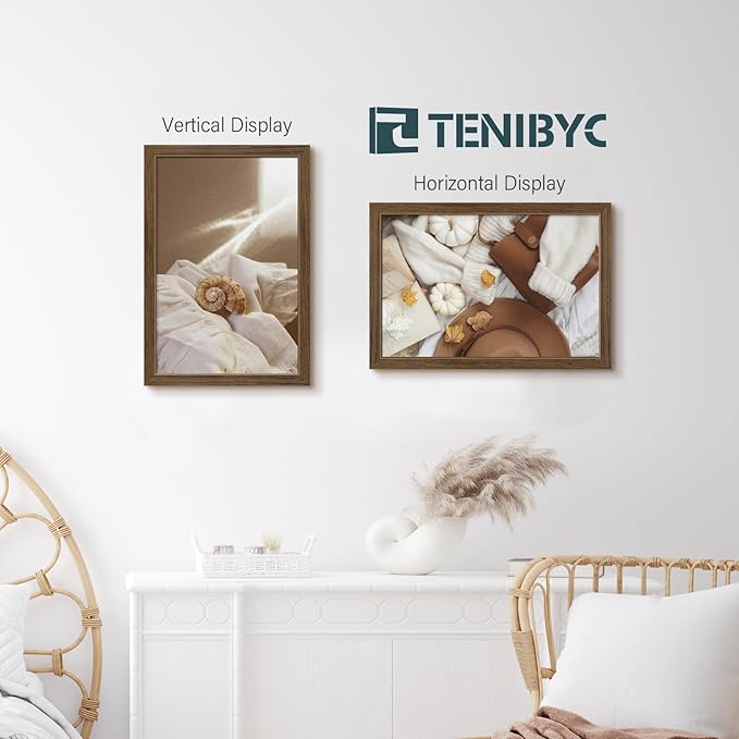 12x18 Poster Frame 3 Pack - Brown Woodgrain, Wood Poster Frame, HD Tempered Glass, Wall Gallery Picture Photo Frame-HomvellaHome