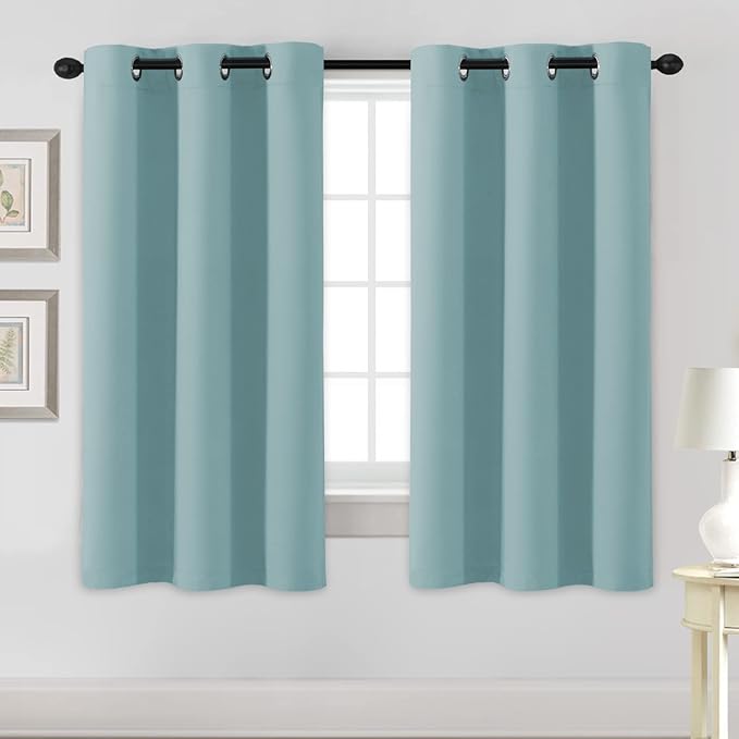 H.VERSAILTEX Blackout Curtains for Bedroom Thermal Insulated Room Darkening Living Room Curtains 63 Inch Long Grommet Privacy Protection Window Curtain Panels/Drapes, 2 Panels, Mineral Blue-HomvellaHome