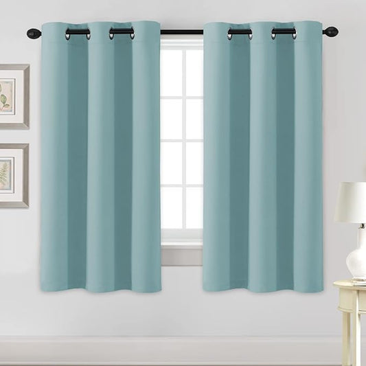 H.VERSAILTEX Blackout Curtains for Bedroom Thermal Insulated Room Darkening Living Room Curtains 63 Inch Long Grommet Privacy Protection Window Curtain Panels/Drapes, 2 Panels, Mineral Blue-HomvellaHome