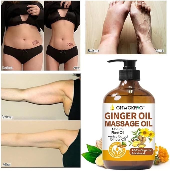 Ginger Oil,Ginger Massage Oil for Lymphatic Drainage,Natural Body Oil for Skin,Arnica Oil,Sore Muslce Massage Oil,Spa Ginger Oil-Warming and Relaxing for Mothers Day Gifts&Fathers Day Gift-HomvellaHome