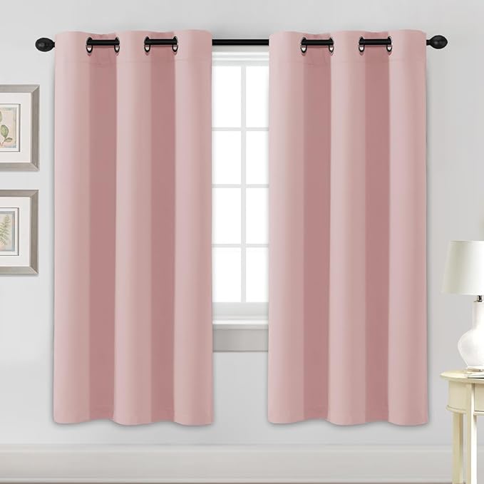 H.VERSAILTEX Blackout Curtains for Bedroom Thermal Insulated Room Darkening Living Room Curtains 72 Inch Long Grommet Privacy Protection Window Curtain Panels/Drapes for Nursery, 2 Panels, Baby Pink-HomvellaHome