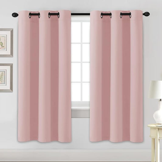 H.VERSAILTEX Blackout Curtains for Bedroom Thermal Insulated Room Darkening Living Room Curtains 72 Inch Long Grommet Privacy Protection Window Curtain Panels/Drapes for Nursery, 2 Panels, Baby Pink-HomvellaHome