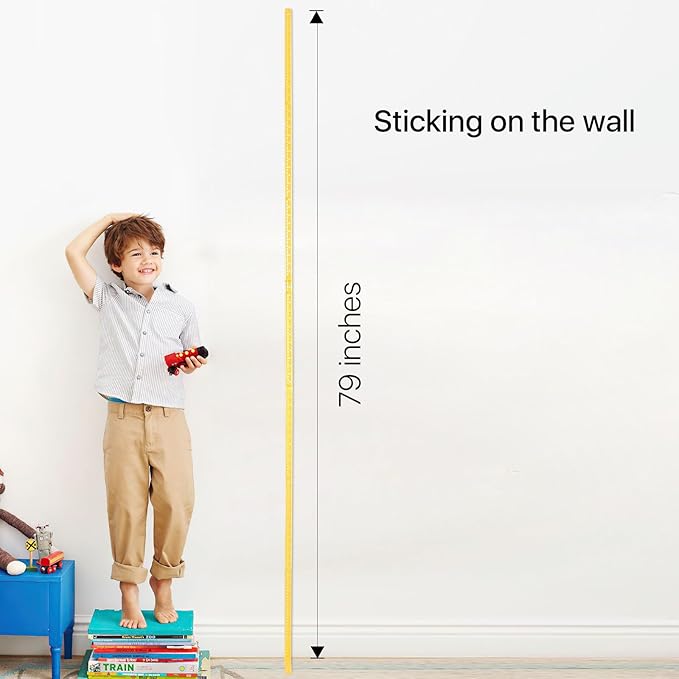 Growth Chart for Wall, Children Height Measurement,3D Removable Growth Height Chart,Splicing Height Ruler for Kids Baby Nursery 79 inch (Yellow)-HomvellaHome