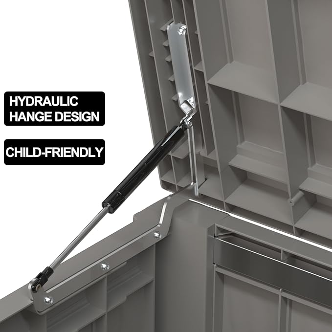 120 Gallon Deck Box,Resin Outdoor Storage Box with Lockable for Patio Furniture, Pool Accessories, Garden Tools Waterproof Outside Storage Box, Grey-HomvellaHome