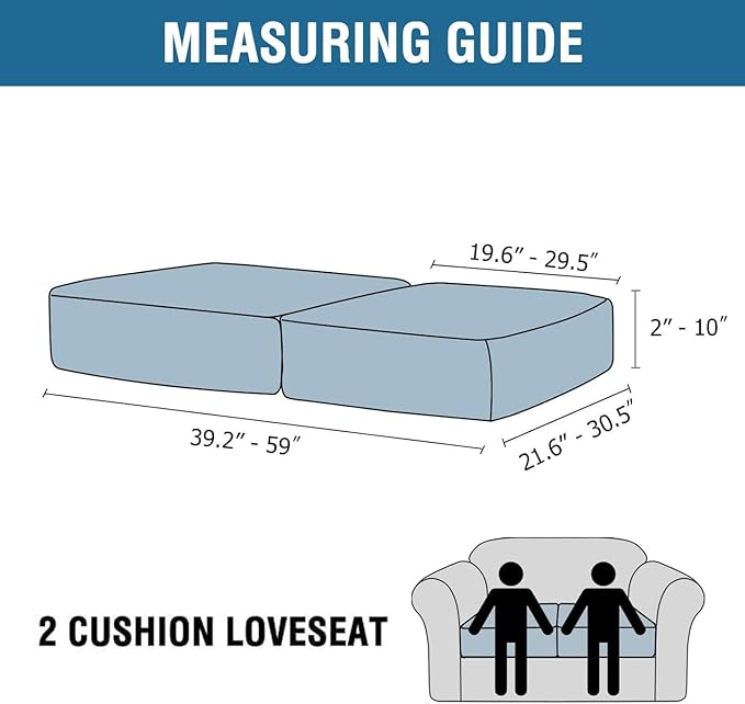 H.VERSAILTEX Velvet Stretch Couch Cushion Cover Plush Cushion Slipcover Cushion Furniture Protector for Seat Cushion Sofa Cover (2 Piece Medium Sofa Cushion Covers, Vintage Green)-HomvellaHome