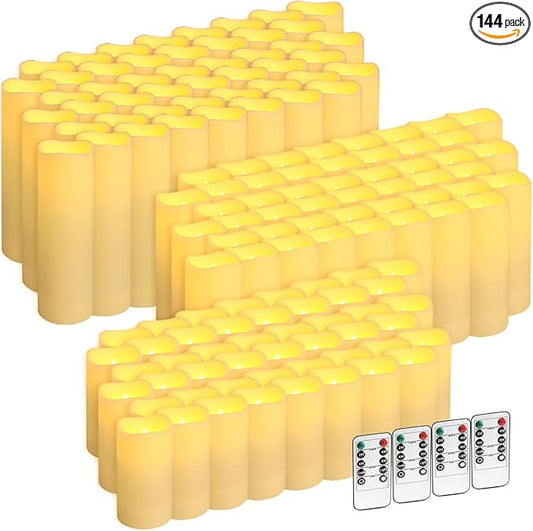 144-Pack LED Flameless Candles with Remote Control for Home and Special Occasions (Three Sizes)-HomvellaHome