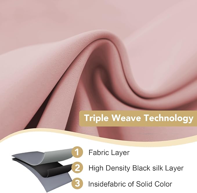 H.VERSAILTEX Blackout Curtains for Bedroom Thermal Insulated Room Darkening Living Room Curtains 84 Inch Long Grommet Privacy Protection Window Curtain Panels/Drapes for Nursery, 2 Panels, Baby Pink-HomvellaHome