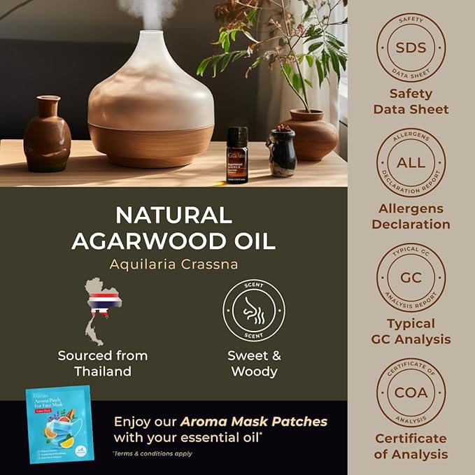 Gya Labs Agarwood Essential Oils for Diffusers - 0.34 Fl Oz - 100% Pure Natural Agarwood Oils for Skin, Massage Candle Making Scent-HomvellaHome