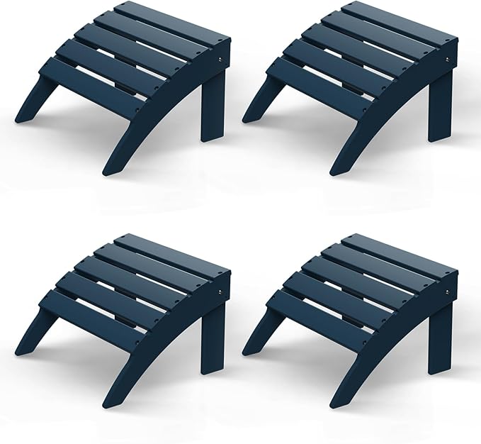 GREENVINES Adirondack-Ottoman | Set of 4 | HDPE Plastic | Outdoor Footrest | All Weather | Foot Rest | Foot Stool | Blue | for Adirondack Chair | for Patio Backyard Pool-HomvellaHome