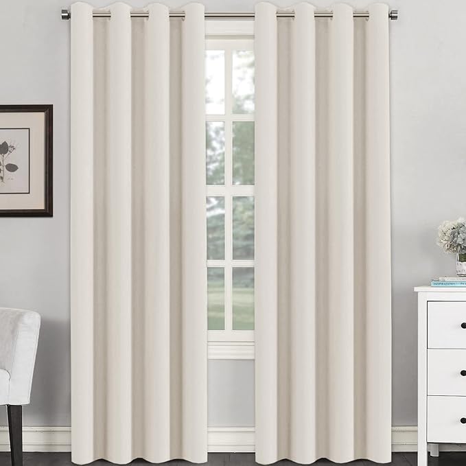 H.VERSAILTEX Room Darkening Curtains for Living Room Light Reducing Thermal Insulated Window Treatment Panels/Drapes Grommet Top 2 Panels (Ivory - 52 x 84 Inches)-HomvellaHome
