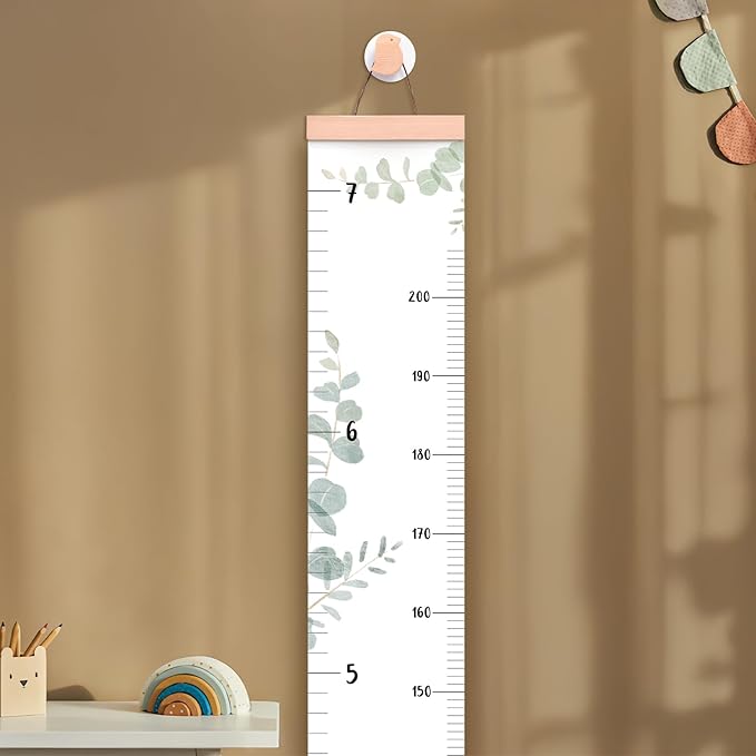 Growth Chart for Wall 7 Ft Height Chart with Keepsake Box & Hook Waterproof Canvas Measure Wall Ruler Removable Neutral Nursery Wall Decor for Baby Kids Toddlers-HomvellaHome