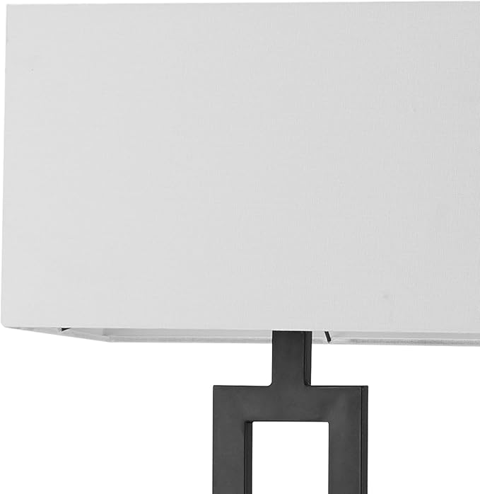GLOBE Electric 67046 58" Floor Lamp, Matte Black Finish, White Linen Rectangular Shade, Modern Geometric Cutout Design, E26 Base-HomvellaHome