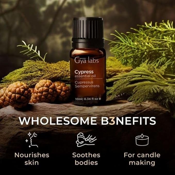 Gya Labs Cypress Essential Oil for Diffuser - 0.34 Fl Oz - 100% Pure Natural Cypress Oil for Aromatherapy & Candle Making Scent-HomvellaHome
