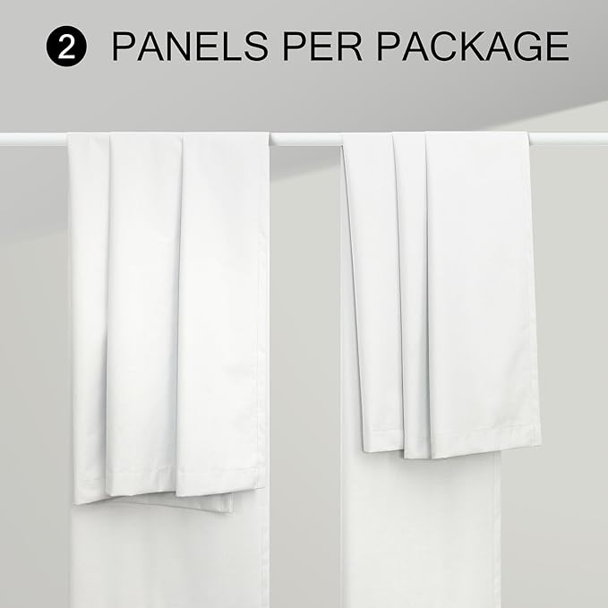 100 Inch Curtains & Drapes Window Coverings Custom Extreme Blackout Linen Curtains White Black Out Thermal Curtains for Sliding Glass Door Heavy Duty Panels 2 Back Tab Pleated 52 Inch Wide by 100 Long-HomvellaHome