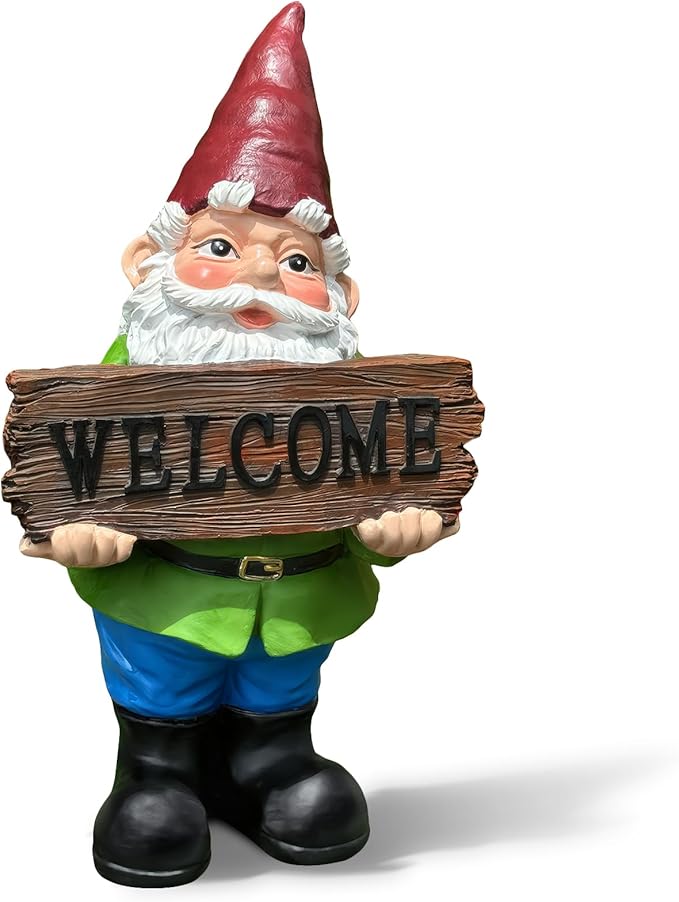 Gnome Garden Decor Statue Gnomes Decorations for Yard with Welcome Sign Outdoor Decorations for Patio Unique Garden Gifts for Women Mom Grandma-HomvellaHome