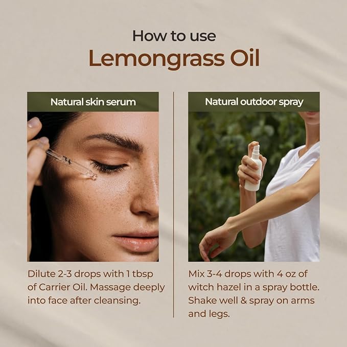 Gya Labs Lemongrass Essential Oil for Diffuser - 0.34 Fl Oz - 100% Pure Natural - Lemongrass Oil for Hair, Skin, Herbaceous, Candle Making Scent-HomvellaHome