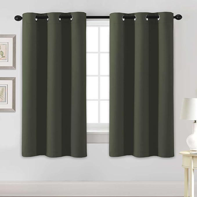 H.VERSAILTEX Blackout Curtains for Bedroom Thermal Insulated Room Darkening Living Room Curtains 63 Inch Long Grommet Privacy Protection Window Curtain Panels/Drapes for Nursery, 2 Panels, Olive-HomvellaHome