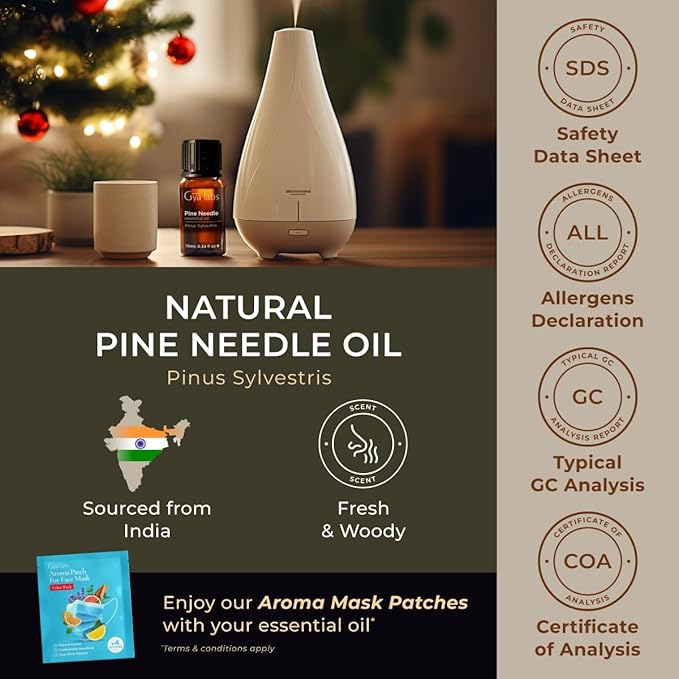 Gya Labs Pine Essential Oils for Diffuser - 0.34 Fl Oz - 100% Pure Natural Fall Pine Oil for Skin, Body Massages & Candle Making Scent-HomvellaHome