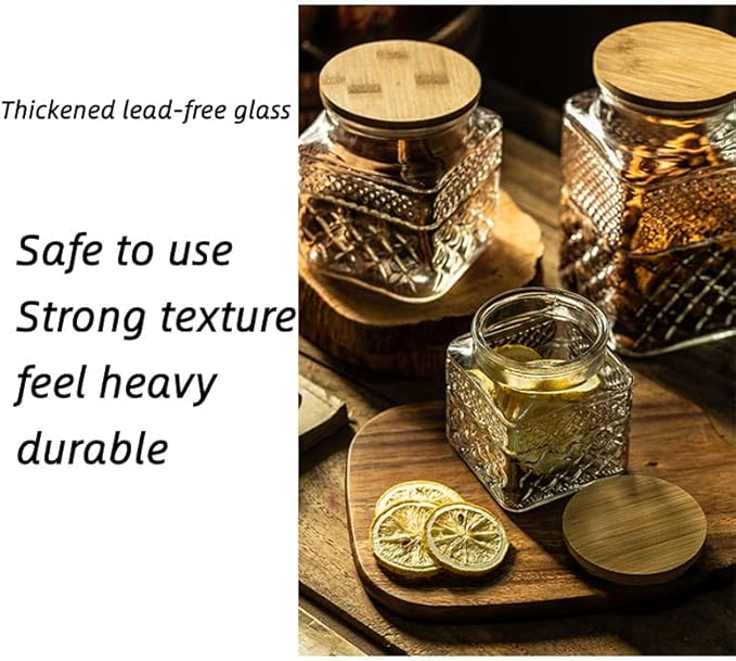 Glass Storage Jar, 38 FL OZ Glass Food Storage Canisters with Bamboo Lid, Kitchen Containers Decorative Jar Airtight Glass Jars For Cereal Nuts Snack Candy Cookies Coffee Tea-HomvellaHome