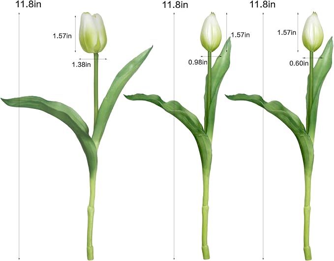 15pcs Artificial Tulips Flowers, Fake Tulips Real Touch, Faux Latex Bouquets, for Party Wedding Home Room Decoration (White)-HomvellaHome