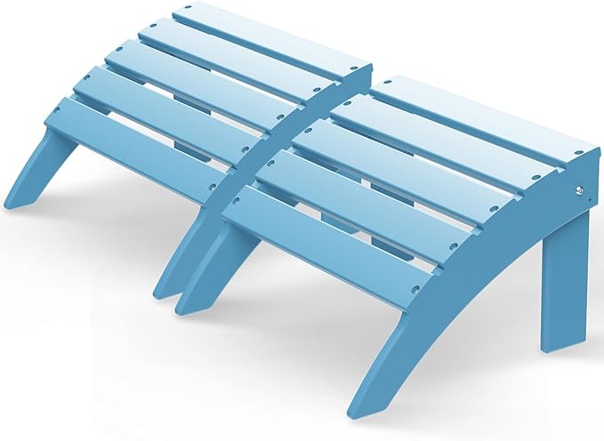 GREENVINES Adirondack-Ottoman | Set of 2 | HDPE Plastic | Outdoor Footrest | All Weather | Foot Rest | Foot Stool | Arctic | for Adirondack Chair | for Patio Backyard Pool-HomvellaHome