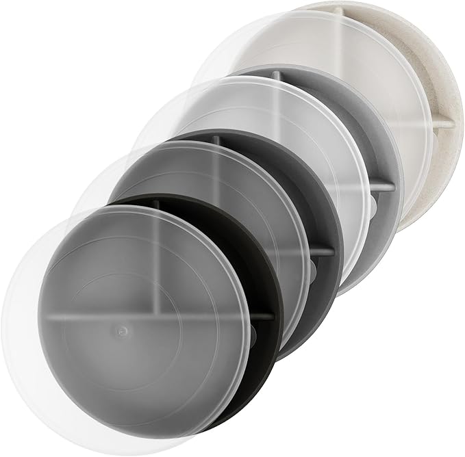 greenandlife 9 Inch 4PCS Divided Plates with Lids, Portion Control Plates for Kids Adults, Dishwasher Microwave Safe Compartment Plate, Unbreakable Lightweight Reusable Wheat Straw Plate, Grey Black-HomvellaHome