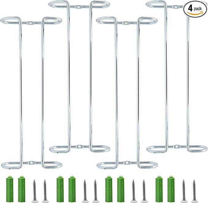 10 Inch Wine Glass Rack Under Cabinet Shelf Stemware Storage Hanging Hanger Organizer Glasses Holder with Drying Under Counter Metal for Kitchen and Bar Set of 4 Silver-HomvellaHome