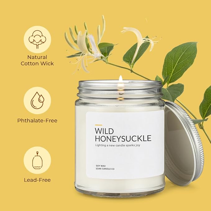 1OAK Soy Wax Scented Candles (Wild Honeysuckle) - Long Burning Premium Hand-Poured (7oz.)-HomvellaHome
