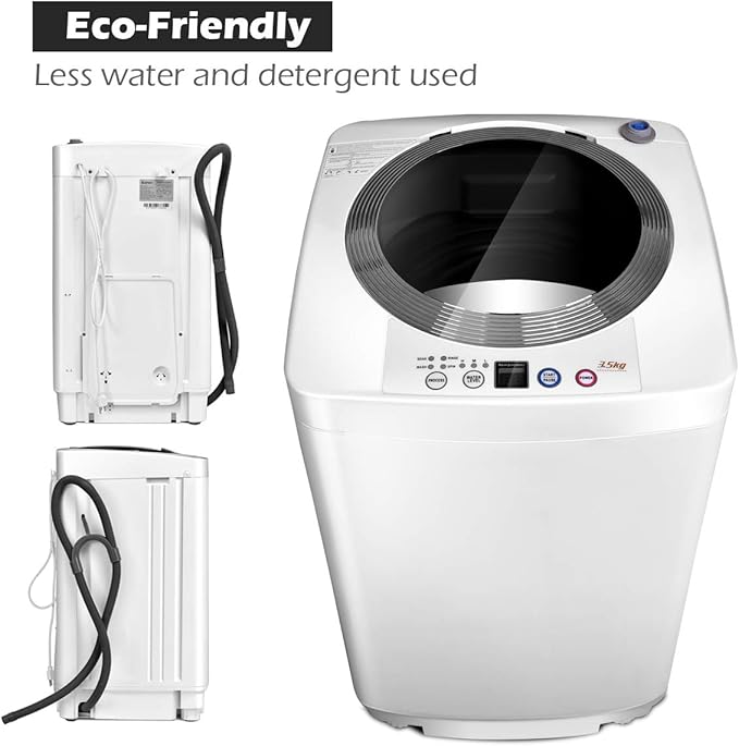 Giantex Portable Washing Machine, Full Automatic Washer and Dryer Combo, with Built-in Pump Drain 8 LBS Capacity Compact Laundry Washer Spin Dryer for Apartment RV Dorm-HomvellaHome