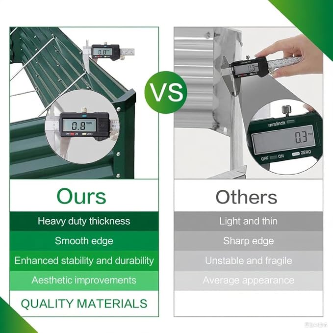 GARDMAX 8x4x2FT Galvanized Raised Garden Bed Kit, Metal Planter Boxes Outdoor with Easy Assembly, Large Garden Bed for Vegetables, Fruits, Flower, Herbs Rectangle Dark Green-HomvellaHome