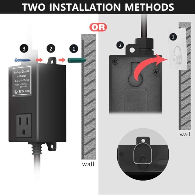 Garbage Disposal Air Switch Kit for SinkTop Waste Disposal with Stainless Steel Black Short Air Button by Briidea-HomvellaHome