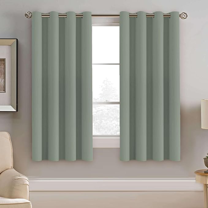 H.VERSAILTEX Blackout Window Curtain Panels Thermal Insulated Room Darkening Solid Grommet Curtains/Drapes for Bedroom Privacy Protection (Set of 2 Panels,52 by 63 Inch Long, Cyan)-HomvellaHome