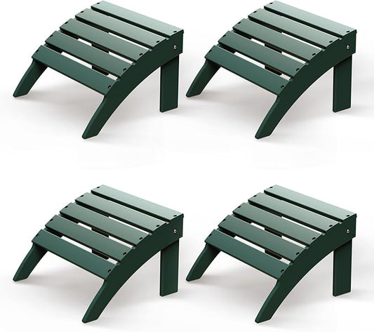 GREENVINES Adirondack-Ottoman | Set of 4 | HDPE Plastic | Outdoor Footrest | All Weather | Foot Rest | Foot Stool | Forest | for Adirondack Chair | for Patio Backyard Pool-HomvellaHome