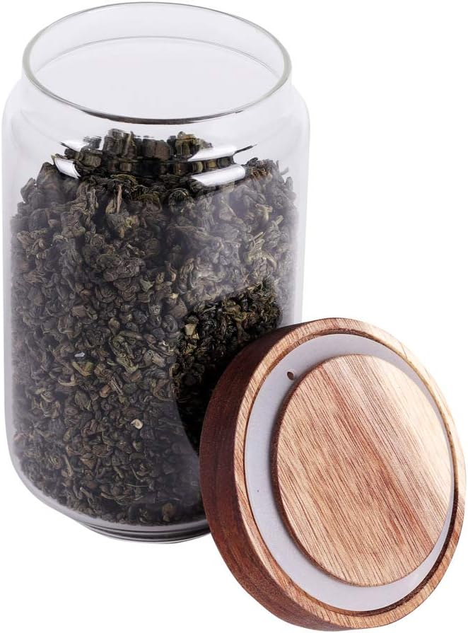 Glass Tea Canister, 25 FL OZ/ 750ml Bulk Food Storage Jar with Airtight Acacia Lid, Glass Food Container for Loose Leaf Tea, Coffee Bean(6 inch high)-HomvellaHome
