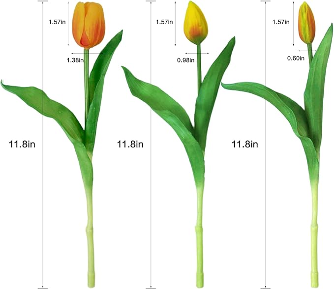 15pcs Artificial Tulips Flowers, Fake Tulips Real Touch, Faux Latex Bouquets, for Party Wedding Home Room Decoration (Orange)-HomvellaHome