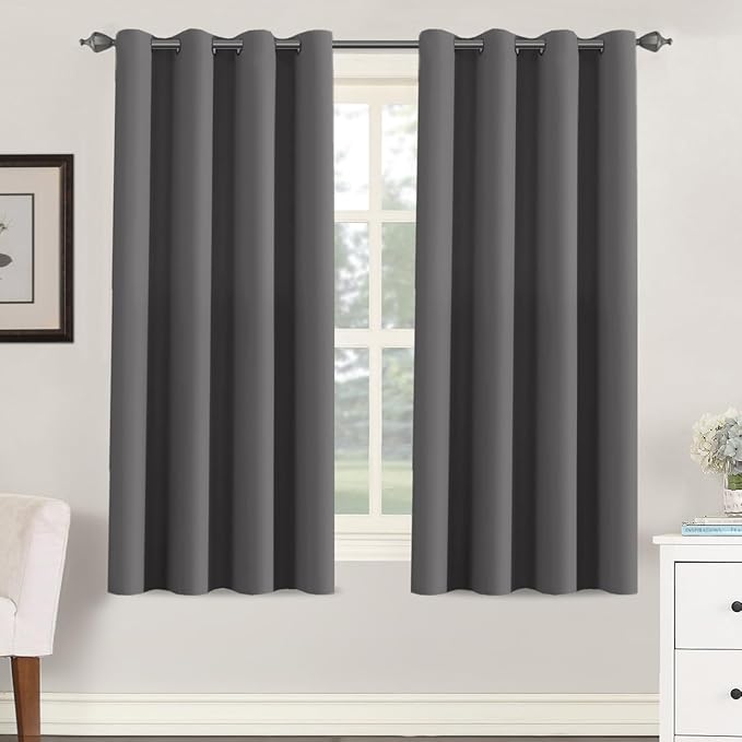 H.VERSAILTEX Blackout Grey Curtains for Bedroom/Living Room Thermal Insulated, 52" Wide x 63" Long Each Panel,Grommet Top (Set of 2 Panels, Charcoal Gray)-HomvellaHome