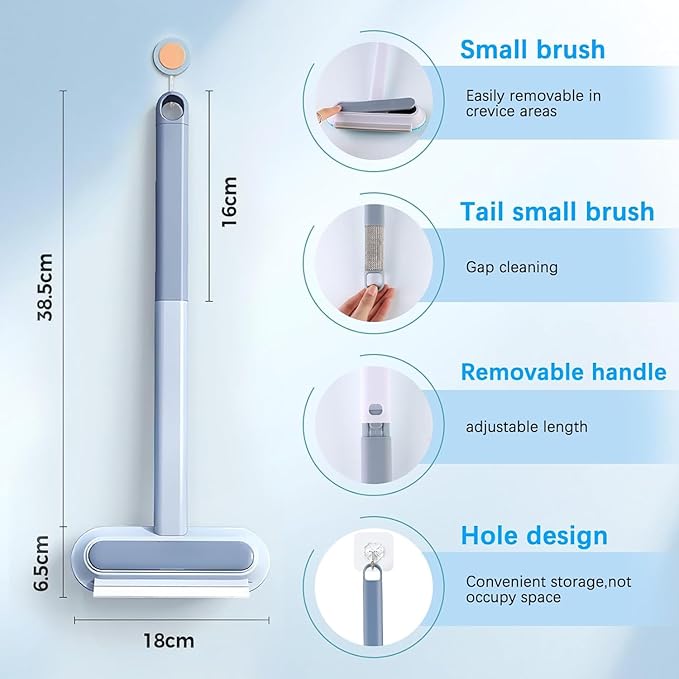 1 PCS Pet Hair Remover for Furniture,4 in 1 Reusable Lint Brush with 17-Inch Handle, Washable Tool for Dog and Cat Hair on Couches, Carpets, Clothes, Bedding, and Cars-HomvellaHome