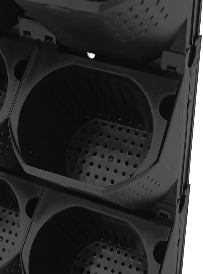 12Pieces 3-Pot Wall Planter Vertical Garden Plant Walls Wall Mounted Vertical Planter with Water-Storage Layer Stackable Wall-Mounted Flower Pot for Gardens, Balconies 180.78lbs Total Capacity (Black)-HomvellaHome