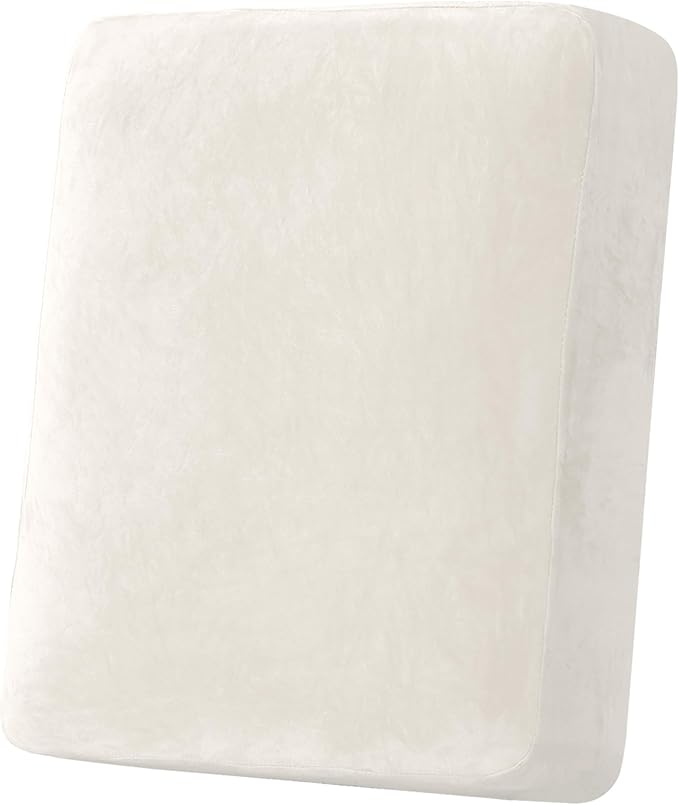 H.VERSAILTEX Velvet Stretch Couch Cushion Cover Plush Cushion Slipcover for Chair Cushion Furniture Protector Seat Cushion Sofa Cover (1 Piece Armchair Cushion Covers, Porcelain)-HomvellaHome
