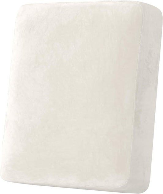 H.VERSAILTEX Velvet Stretch Couch Cushion Cover Plush Cushion Slipcover for Chair Cushion Furniture Protector Seat Cushion Sofa Cover (1 Piece Armchair Cushion Covers, Porcelain)-HomvellaHome