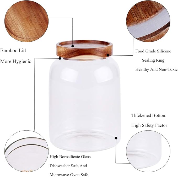 Glass Storage Jar, Food Storage Container/Canisters with Airtight Lid for Serving Tea, Coffee, Honey,.Spice, Perfect as a Cereal Dispenser (6.3 inch high)-HomvellaHome