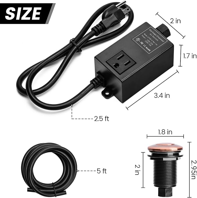 Garbage Disposal Air Switch Kit for SinkTop Waste Disposal with Stainless Steel Oil Rubbed Bronze(ORB) Short Air Button by briidea-HomvellaHome
