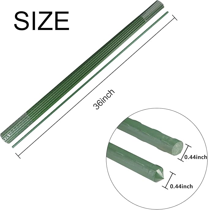 Garmeinea Garden Stakes 36 Inches Plastic Coated Steel Plant Stakes for Growing Climbing Plants, Pack of 25-HomvellaHome