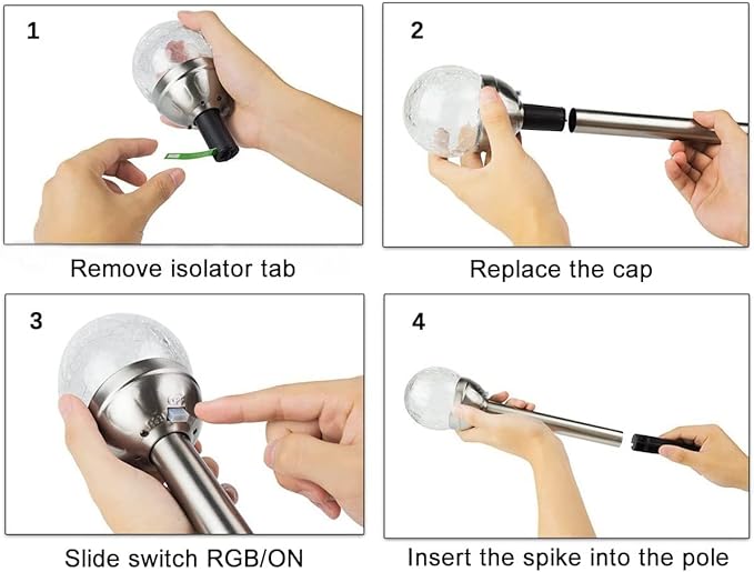 GIGALUMI Solar Outdoor, Cracked Glass Ball Solar Garden Lights, Color Changing Lights Outdoor,Garden LED for Path, Patio, Yard, 6 Pack Pathway-HomvellaHome