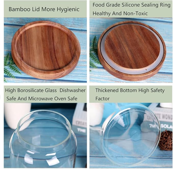 1 Gallon Glass Jar with Airtight Lid and Anti-Skid Bottom for Dry Food Storage-HomvellaHome