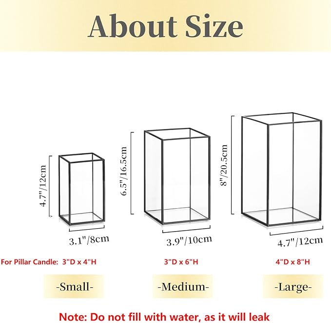 Glass Hurricane Candle Holder Large - Hewory 18pcs Black Rectangle Flower Holders Centerpiece for Table, Tall Floor Square Pillar Candle Lantern for Wedding, Anniversary, Party, Fireplace, Dining Room-HomvellaHome